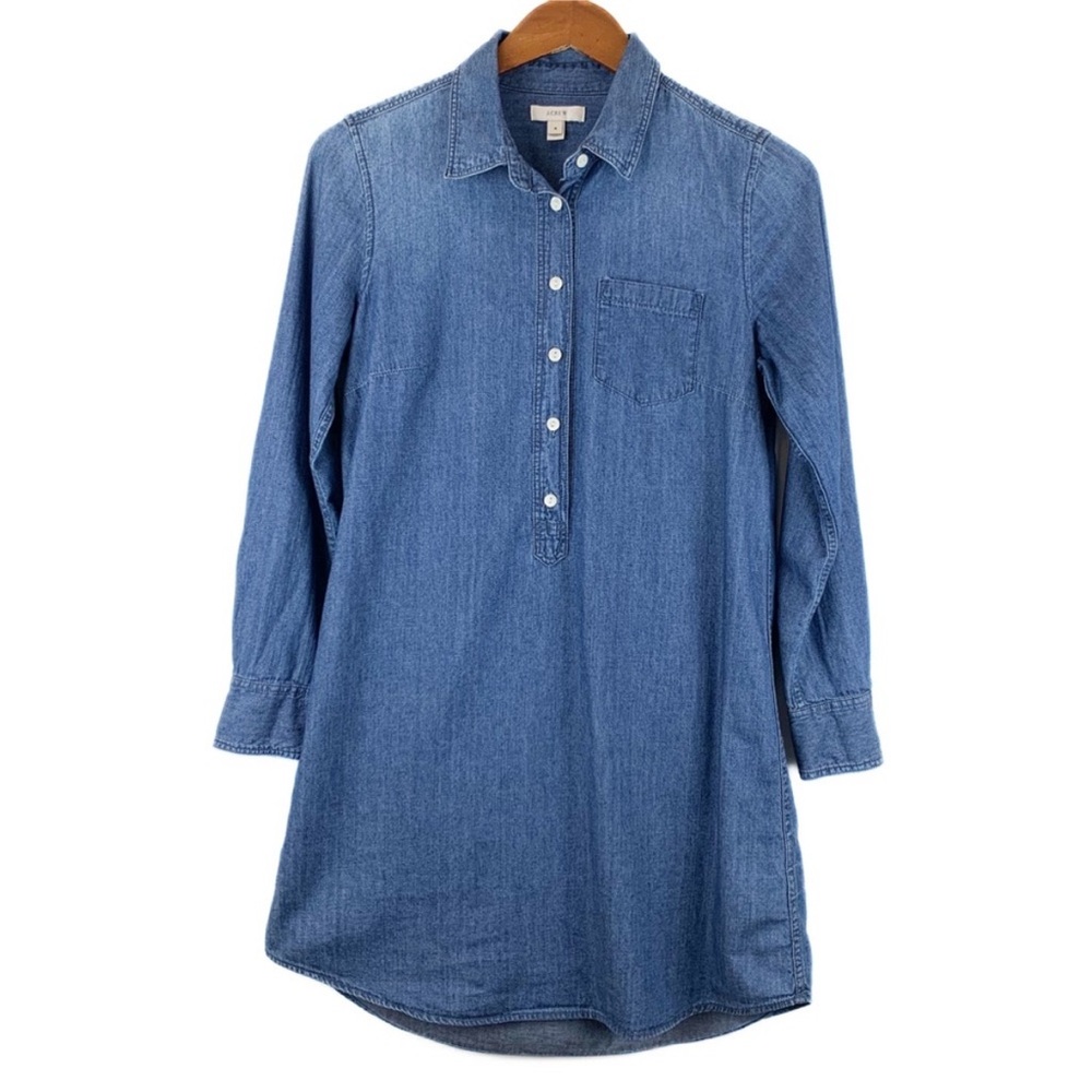 J. Crew Blue Keeper Denim/Chambray Long Sleeve Shirt Dress 4